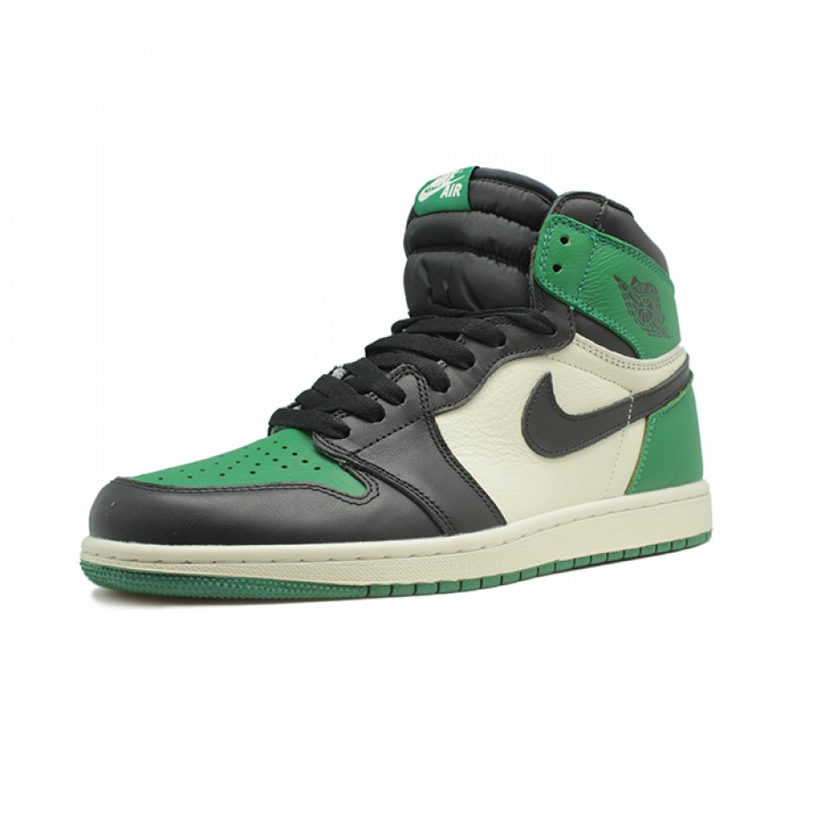 Кроссовки Nike Air Jordan 1 RETRO PINE GREEN черные c белым и зеленым