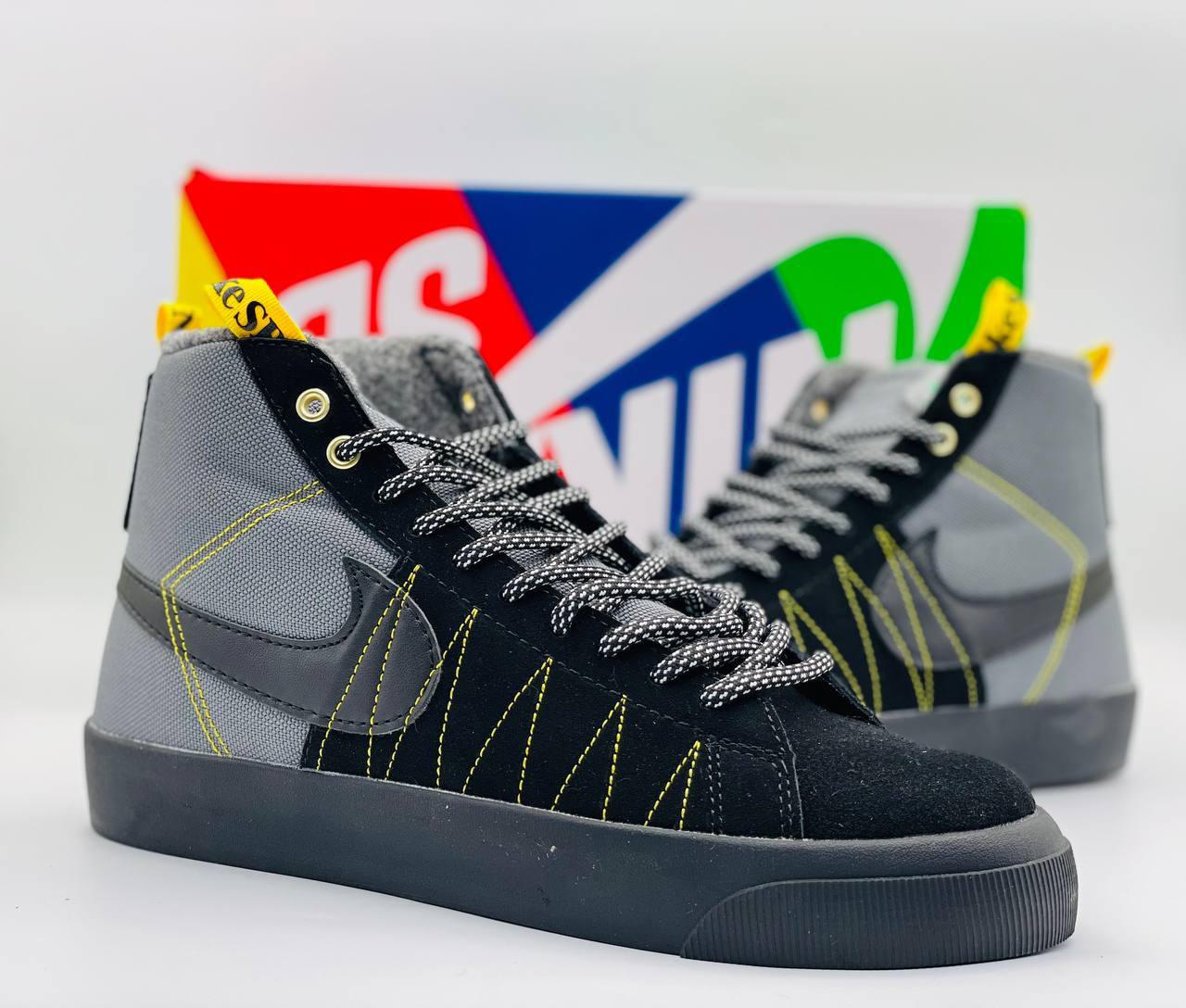 Кроссовки Nike SB Zoom Blazer Mid Premium Black/Grey с мехом