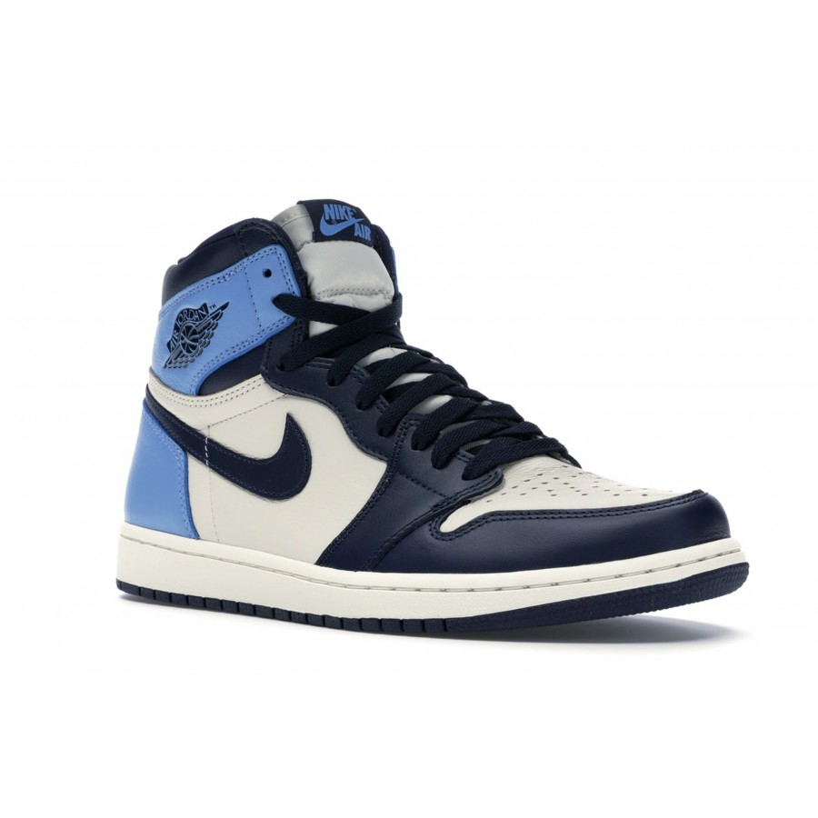 Кроссовки Nike Air Jordan 1 High с мехом белые с синим и голубым