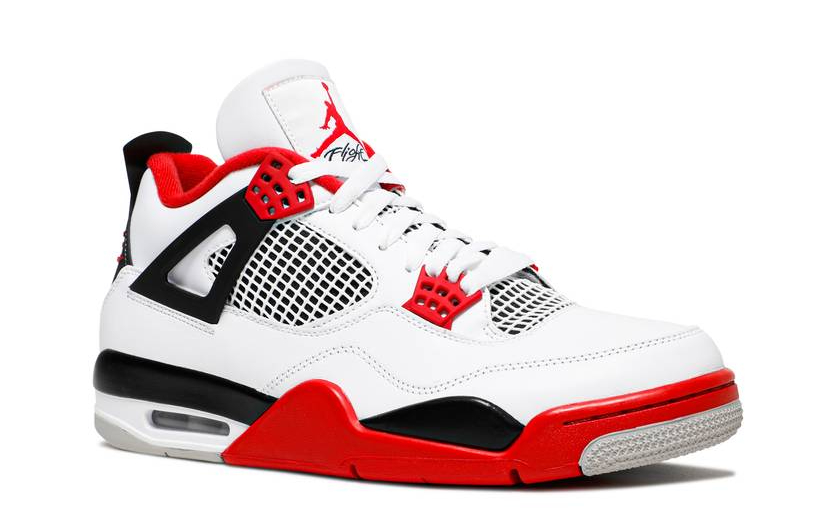 Кроссовки Nike Air Jordan 4 Retro Fire Red белые с красным