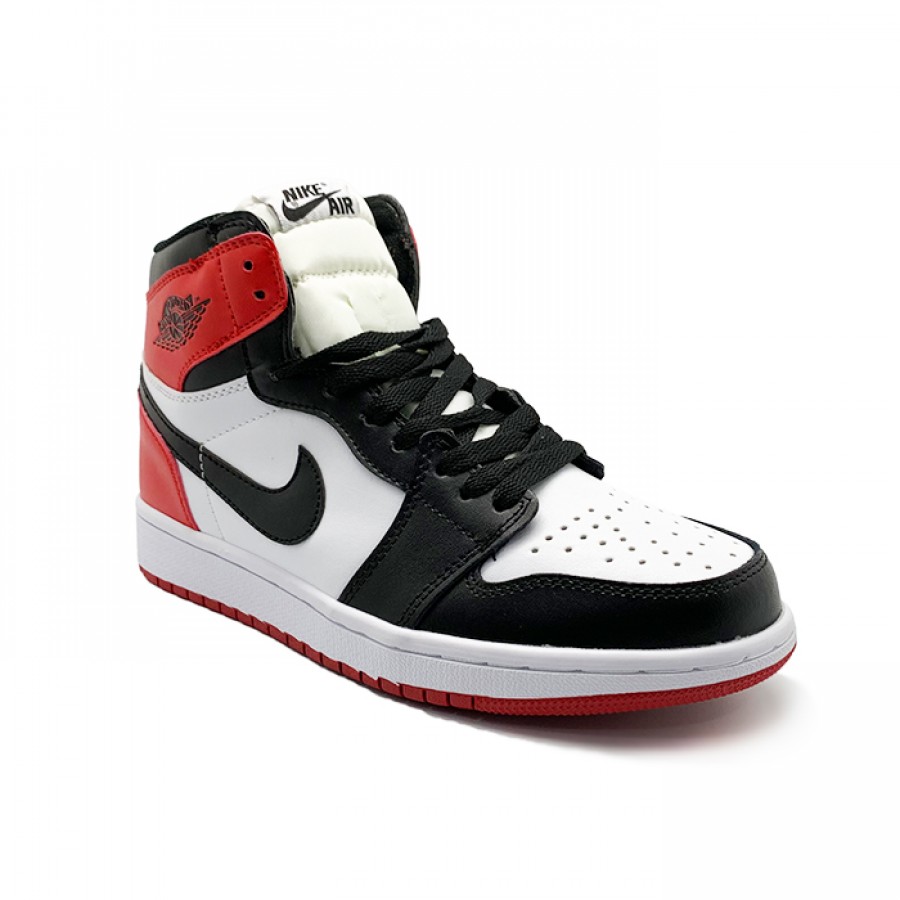 Кроссовки Nike Air Jordan 1 High OG с мехом белые с черным и красным