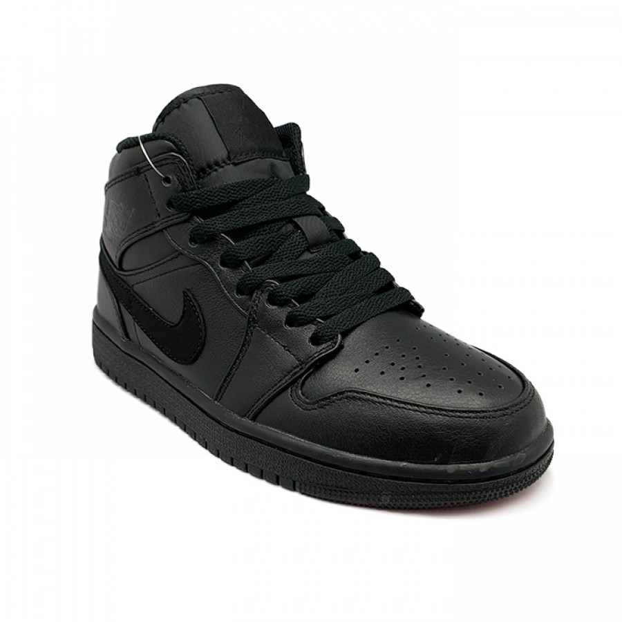 Кроссовки Nike Air Jordan 1 Mid Black с мехом черные