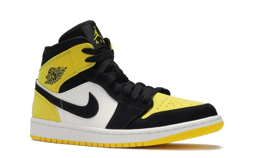 Кроссовки Nike Air Jordan 1 Retro Mid Se Yellow Toe желтые с черным и белым