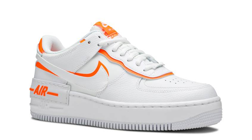 Кроссовки Nike Air Force 1 Shadow Total Orange белые с оранжевым