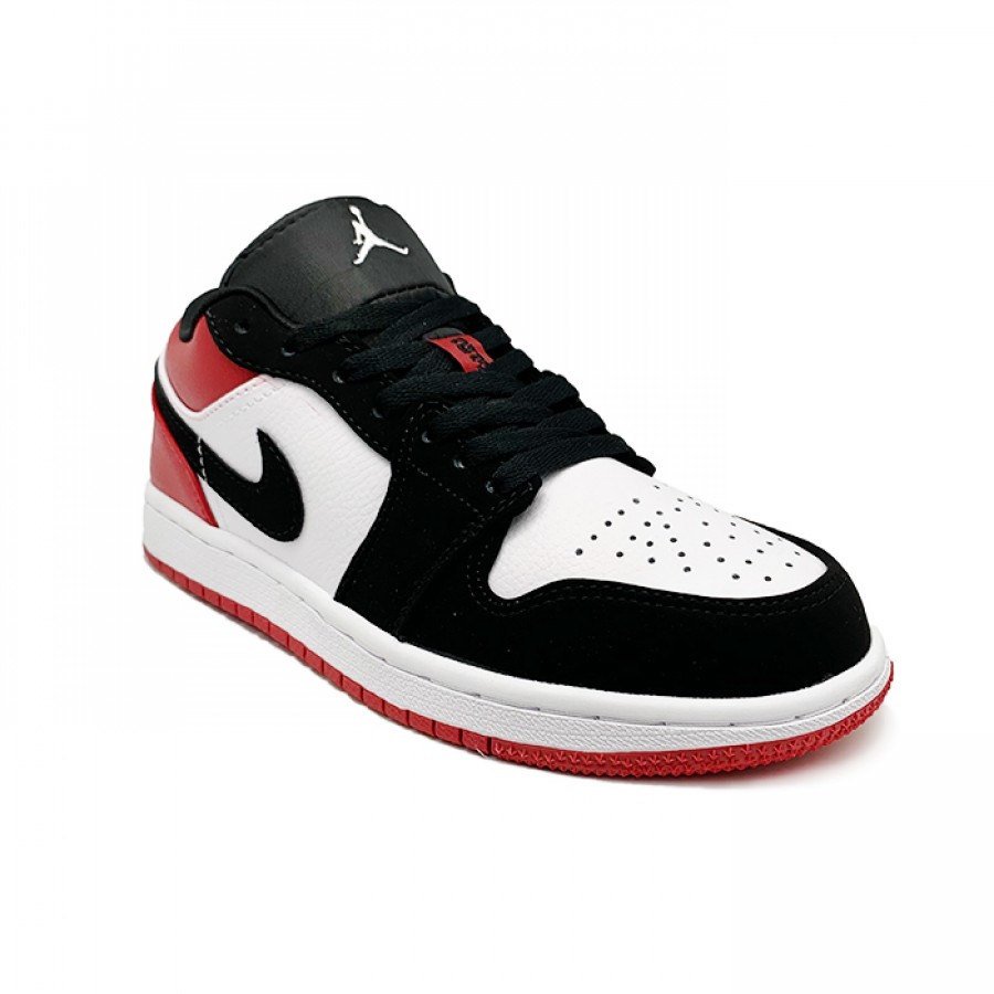 Кроссовки Nike Air Jordan 1 Low Black Toe (GS) черные с белым и красным