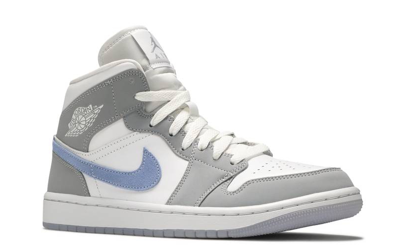 Кроссовки Nike Air Jordan 1 Mid White/Blue с мехом