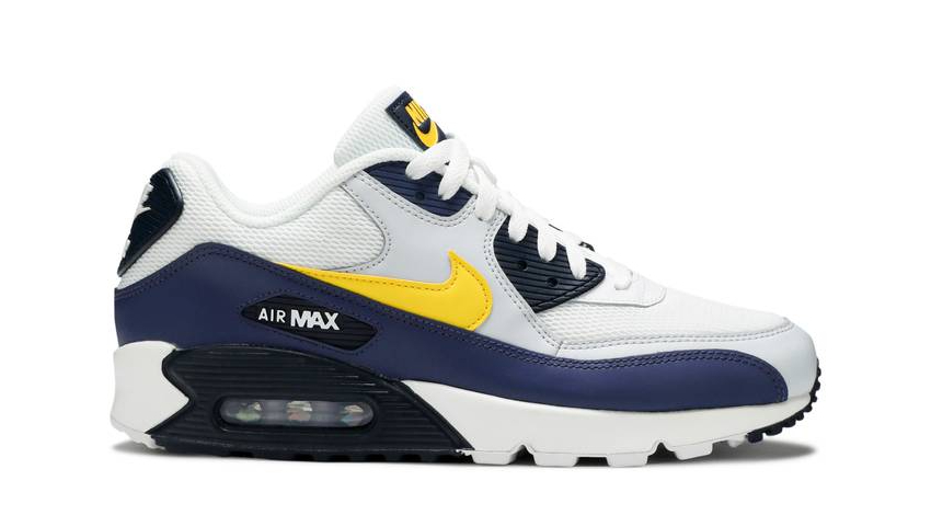 Кроссовки Nike Air Max 90 Essential белые с синим и желтым