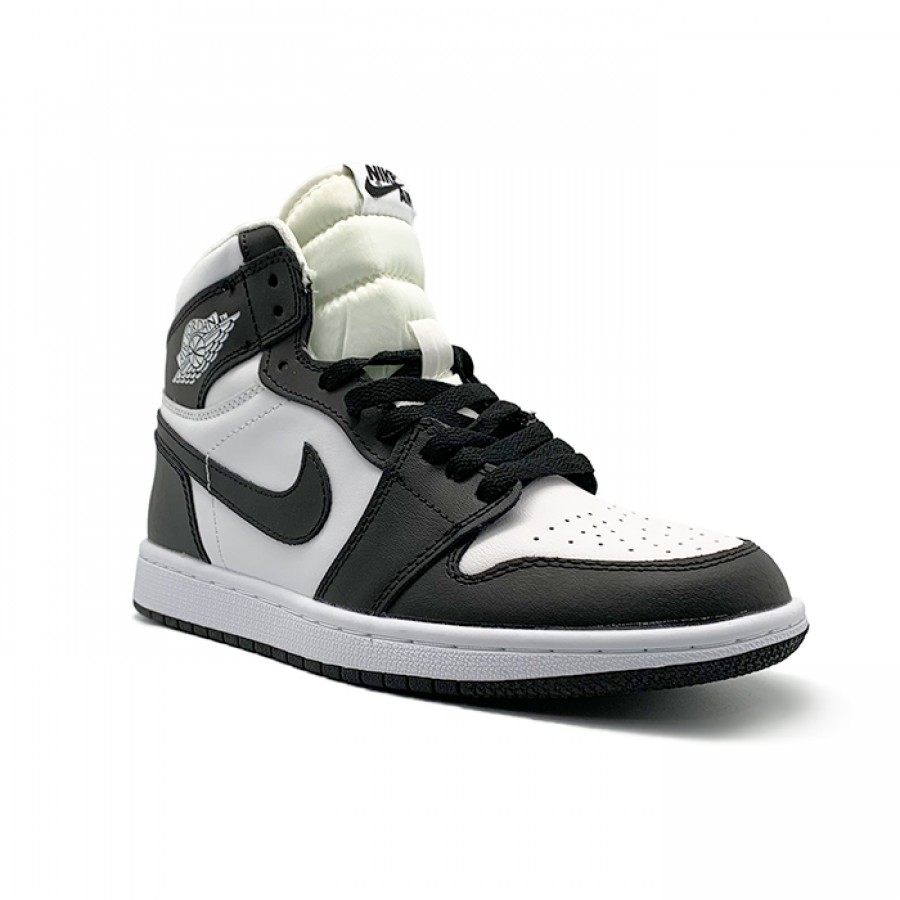 Кроссовки Nike Air Jordan 1 Black/White с мехом черные с белым