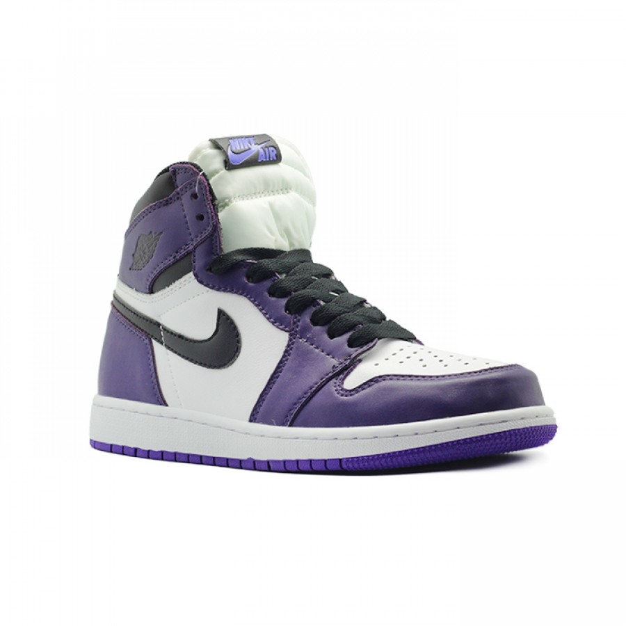 Кроссовки Nike Air Jordan 1 Mid Purple с мехом фиолетовые с белым и черным