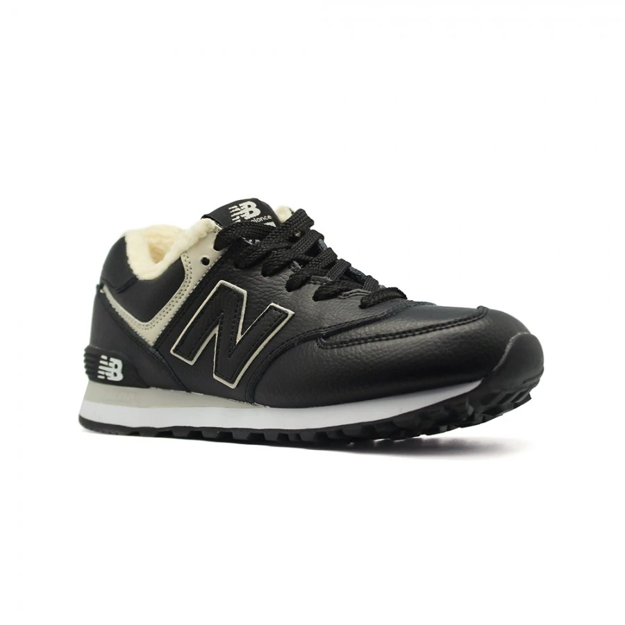 Кроссовки New Balance 574 Low Black/White с мехом