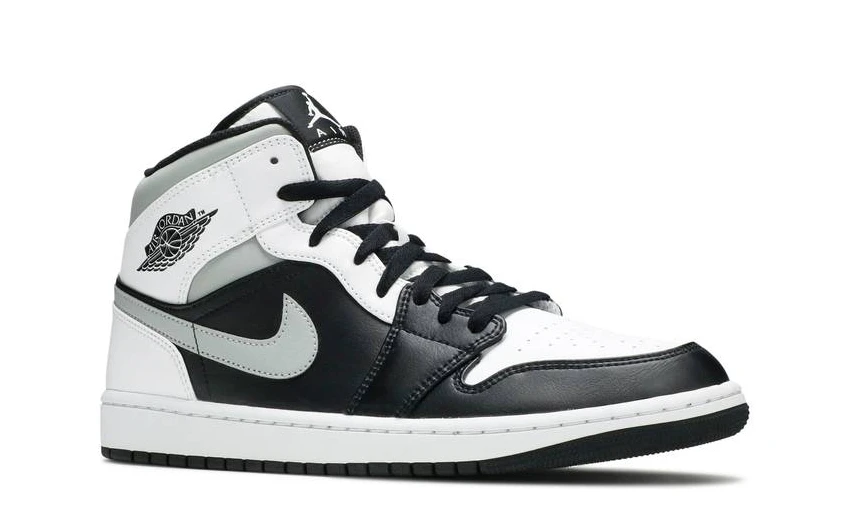 Кроссовки Nike Air Jordan 1 Mid White Shadow черные с серым и белым
