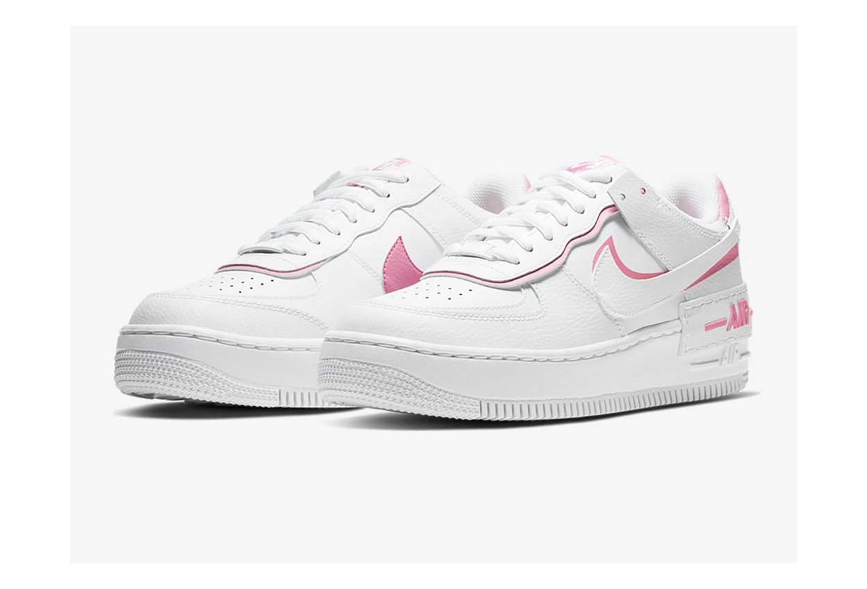 Кроссовки NIKE AIR FORCE 1 SHADOW WHITE MAGIC FLAMINGO белые с розовым