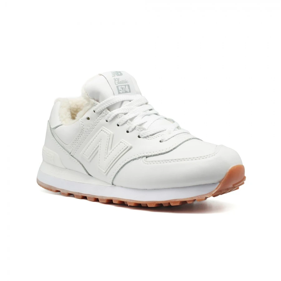 Кроссовки New Balance 574 Low Triple White с мехом